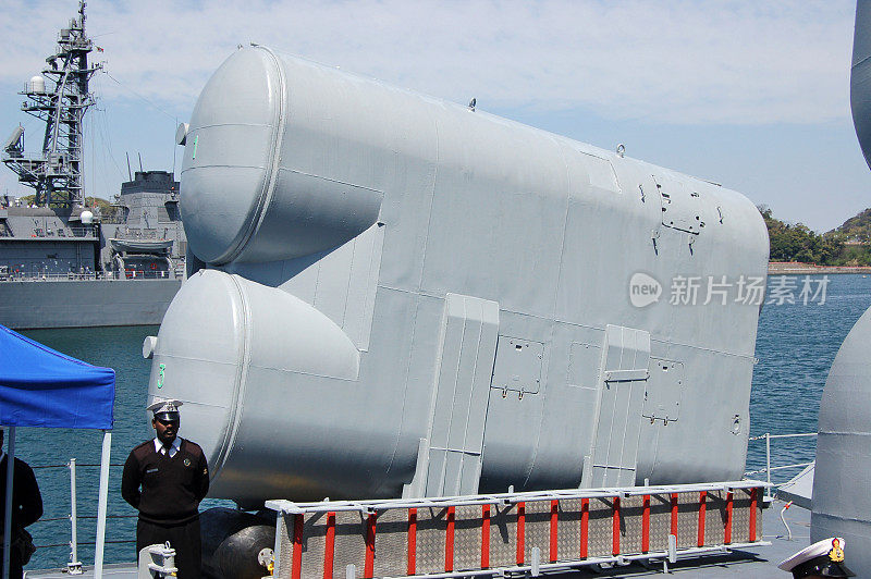 印度海军“4K40 Termit”舰对舰导弹发射器在INS Kuthar (P46)上。